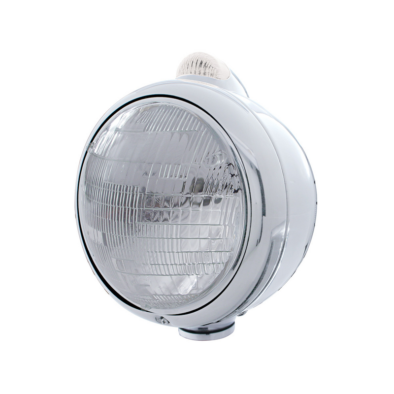 United Pacific Stainless Steel Guide 682-C Headlight 6014 & Dual Mode LED Signal Clear Lens 32391
