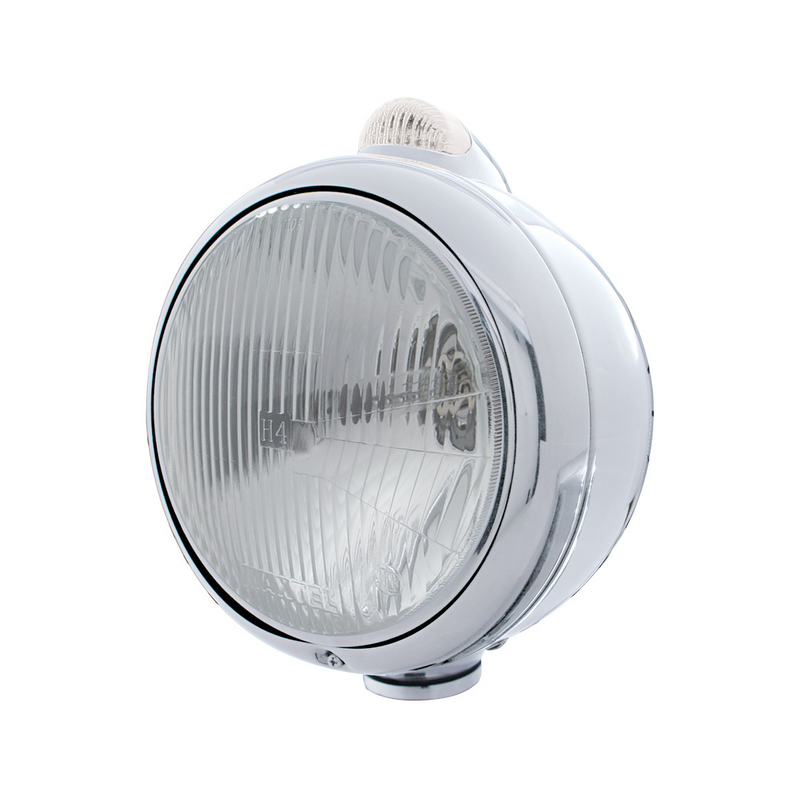 United Pacific Stainless Steel Guide 682-C Headlight H4 & Dual Mode LED Signal Clear Lens 32395