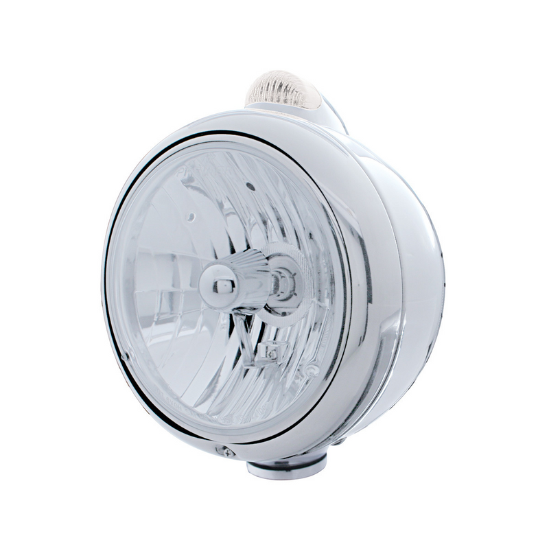 United Pacific Stainless Steel Guide 682-C Headlight Crystal H4 & Dual Mode LED Signal Clear Lens 32397
