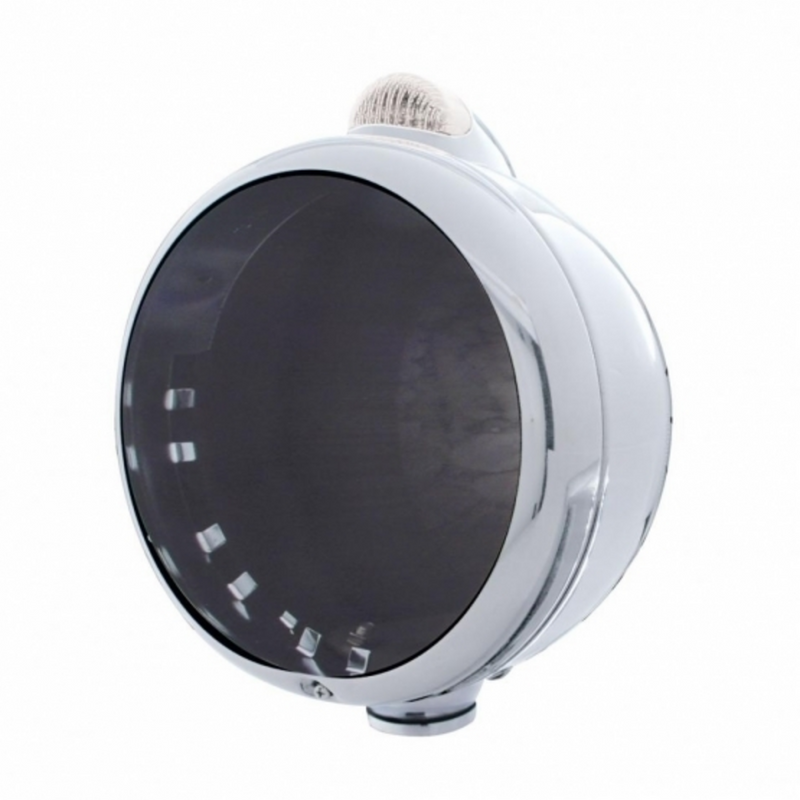 United Pacific Chrome Guide 682-C Headlight No Bulb With Dual Mode LED Signal Clear Lens 32399