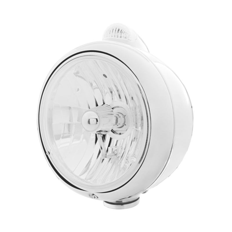 United Pacific Chrome Guide 682-C Headlight Crystal H4 & Dual Mode LED Signal Clear Lens 32407