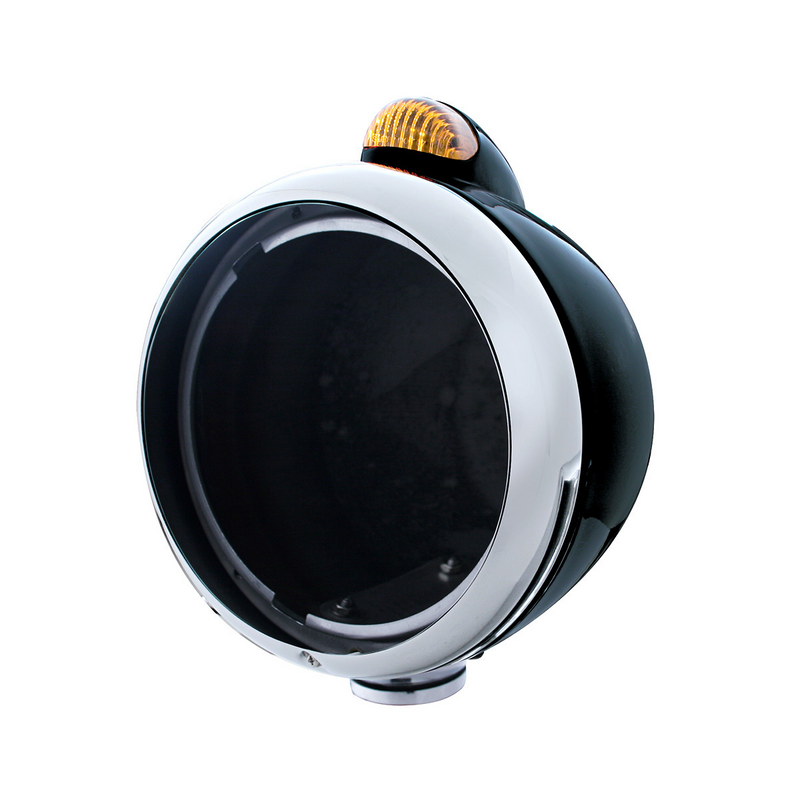 United Pacific Black Guide 682-C Headlight No Bulb With Dual Mode LED Signal Amber Lens 32408