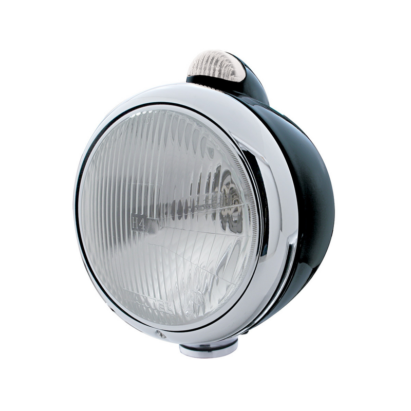 United Pacific Black Guide 682-C Headlight H4 & Dual Mode LED Signal Clear Lens 32415