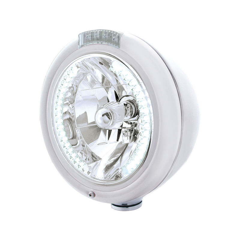 United Pacific Chrome Classic Headlight H4 With 34 White LED & Signal Clear Lens 32485