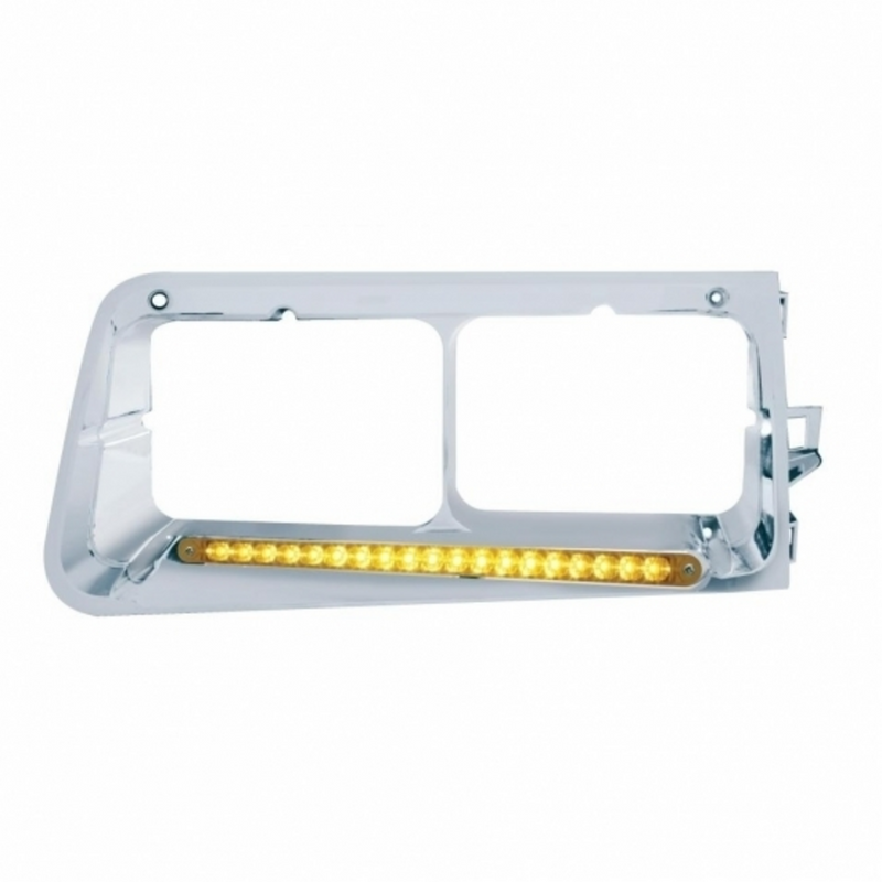 United Pacific 19 LED Headlight Bezel For 1989-2009 Freightliner FLD Driver Amber LED/Amber Lens 32486