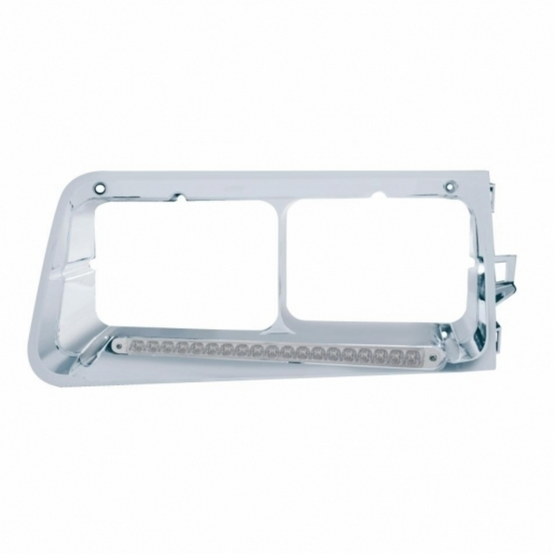 United Pacific 19 LED Headlight Bezel For 1989-2009 Freightliner FLD Driver Amber LED/Clear Lens 32487
