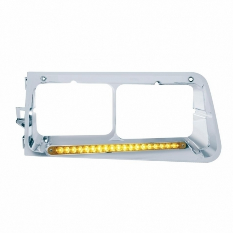 United Pacific 19 LED Headlight Bezel For 1989-2009 Freightliner FLD Passenger Amber LED/Amber Lens 32488