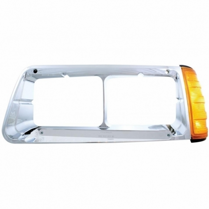 United Pacific 14 LED Headlight Bezel With Turn Signal For 1989-2009 Freightliner FLD Driver Amber LED/Chrome Lens 32492