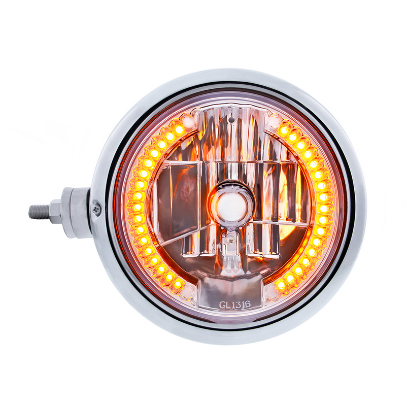 United Pacific SS Guide 682-C Style Headlight Assembly W/Crystal Lens & 34 LEDs Position Light L/H (Horizontal Mount) 32543