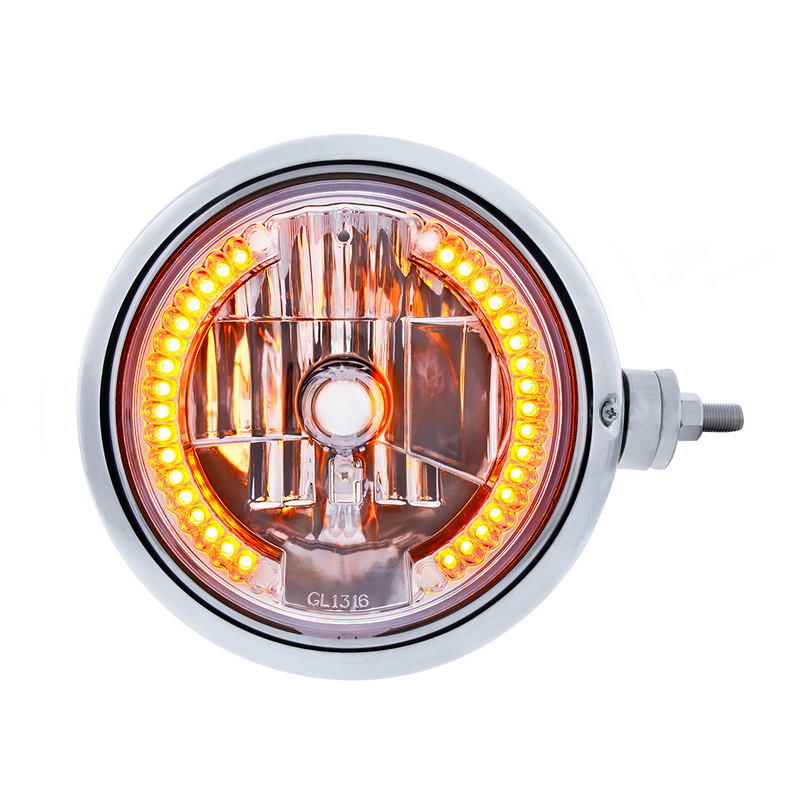 United Pacific SS Guide 682-C Style Headlight Assembly W/Crystal Lens & 34 LEDs Position Light R/H (Horizontal Mount) 32544