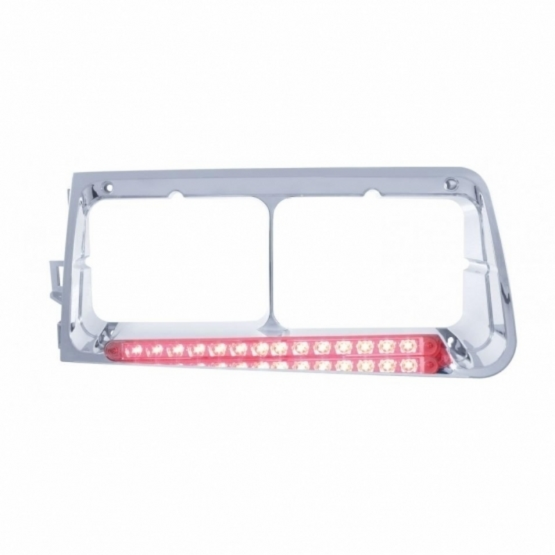 United Pacific 14 LED Headlight Bezel For 1989-2009 Freightliner FLD Driver Red LED/Clear Lens 32582