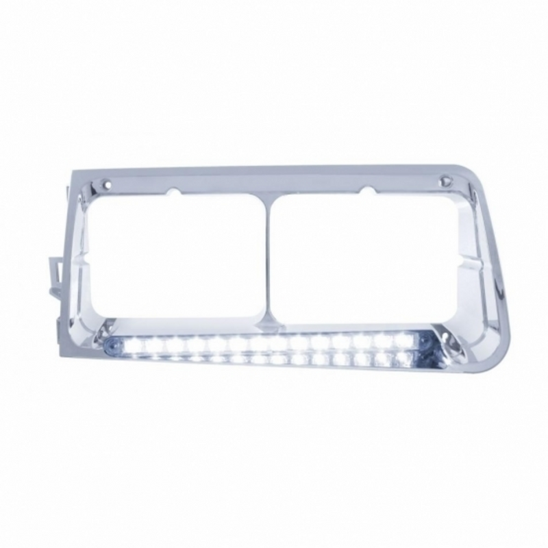 United Pacific 14 LED Headlight Bezel For 1989-2009 Freightliner FLD Driver White LED/Clear Lens 32583