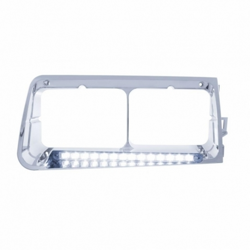 United Pacific 14 LED Headlight Bezel For 1989-2009 Freightliner FLD Passenger White LED/Clear Lens 32587