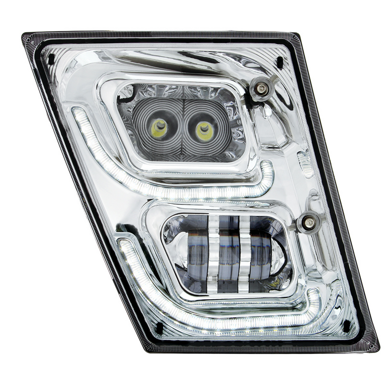 United Pacific Chrome High Power LED Fog Light With LED DRL & Position Light for 2003-2017 Volvo VN/VNL Passenger 32595