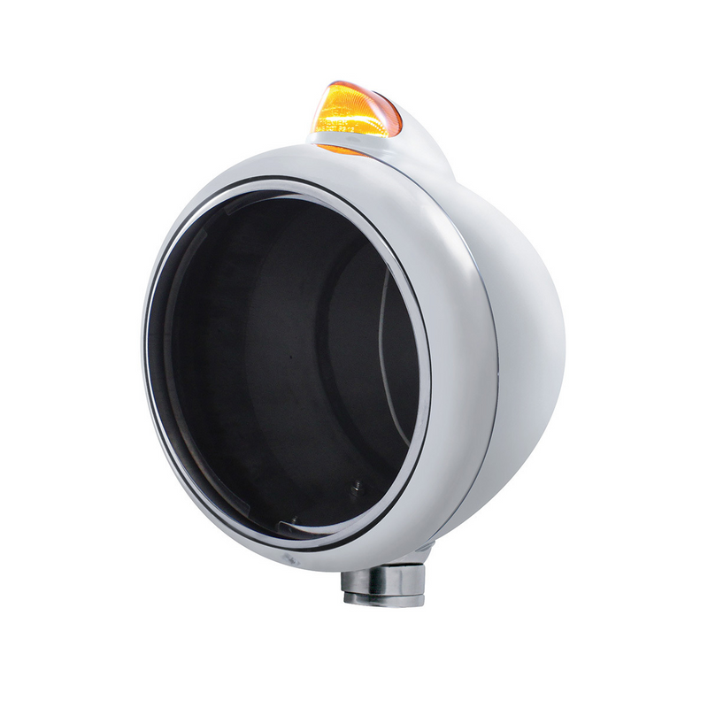 United Pacific Stainless Steel Guide 682-C Headlight No Bulb & Original Style LED Signal-Amber Lens 32600