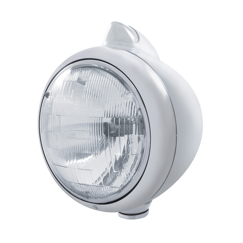 United Pacific Stainless Steel Guide 682-C Headlight H6024 & Original Style LED Signal Clear Lens 32605