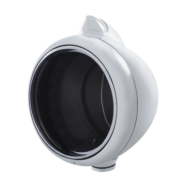 United Pacific Chrome Guide 682-C Headlight No Bulb With Original Style LED Signal Clear Lens 32617
