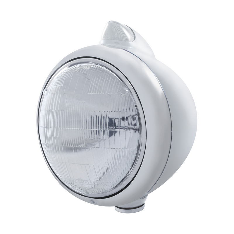 United Pacific Chrome Guide 682-C Headlight 6014 & Original Style LED Signal Clear Lens 32619