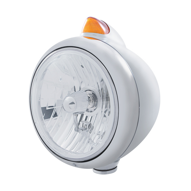 United Pacific Chrome Guide 682-C Headlight Crystal H4 & Original Style LED Signal Amber Lens 32624