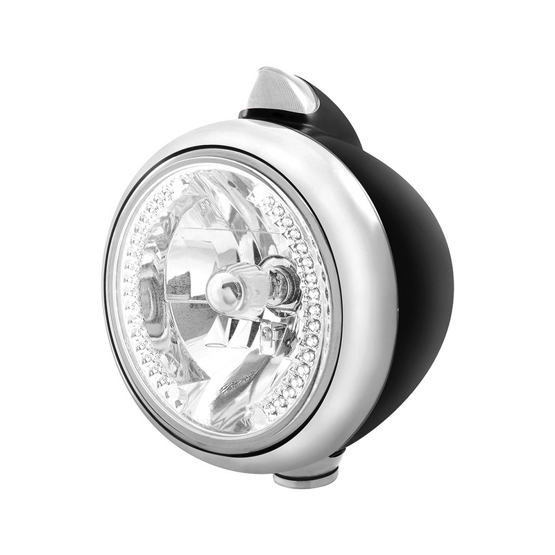 United Pacific Black Guide 682-C Headlight H4 With White LED & Original Style LED Signal Clear Lens 32645