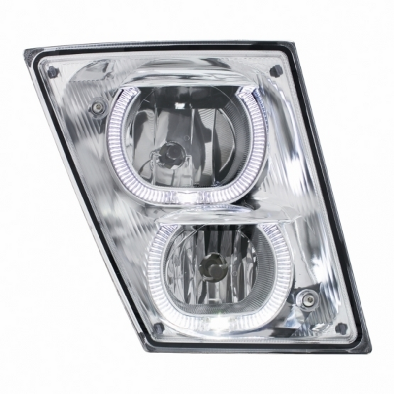 United Pacific Chrome Fog/Driving Light W/White LED Light Bar For 2003-2017 Volvo VN/VNL Passenger 32649