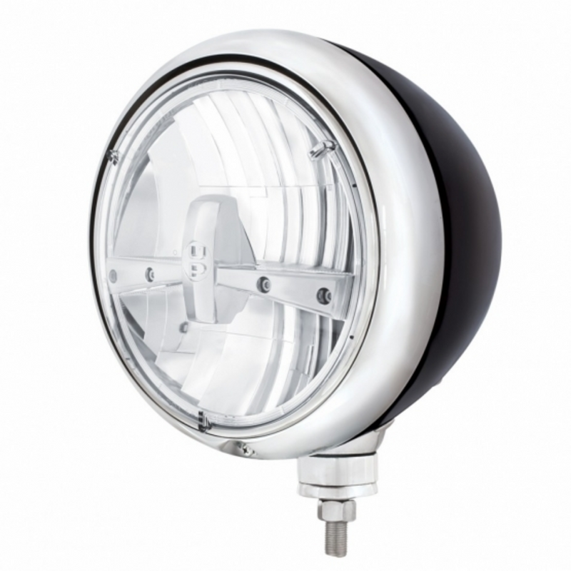 United Pacific Black Guide Headlight 5 LED Bulb Chrome 32661