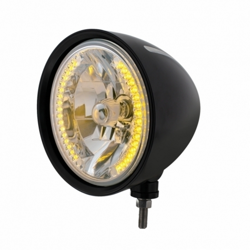 United Pacific Black "Billet" Style Groove Headlight H4 Bulb With 34 Amber LED 32667