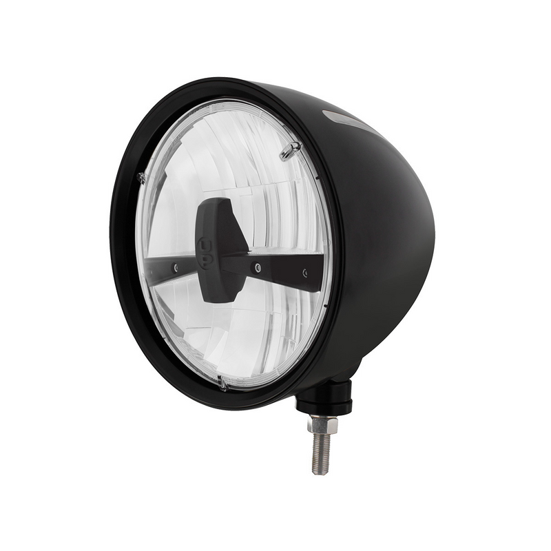 United Pacific Black "Billet" Style Groove Headlight 5 LED Bulb Blackout 32676