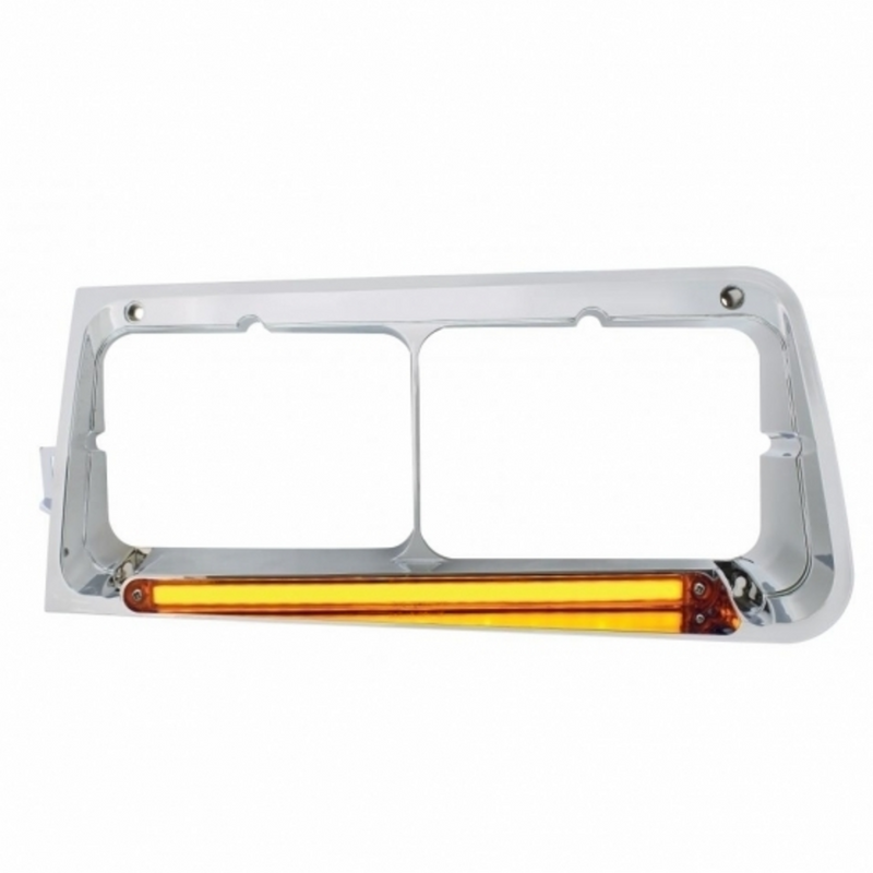 United Pacific 24 LED Headlight Bezel With GloLight For 1989-2009 Freightliner FLD Driver Amber Lens 32702