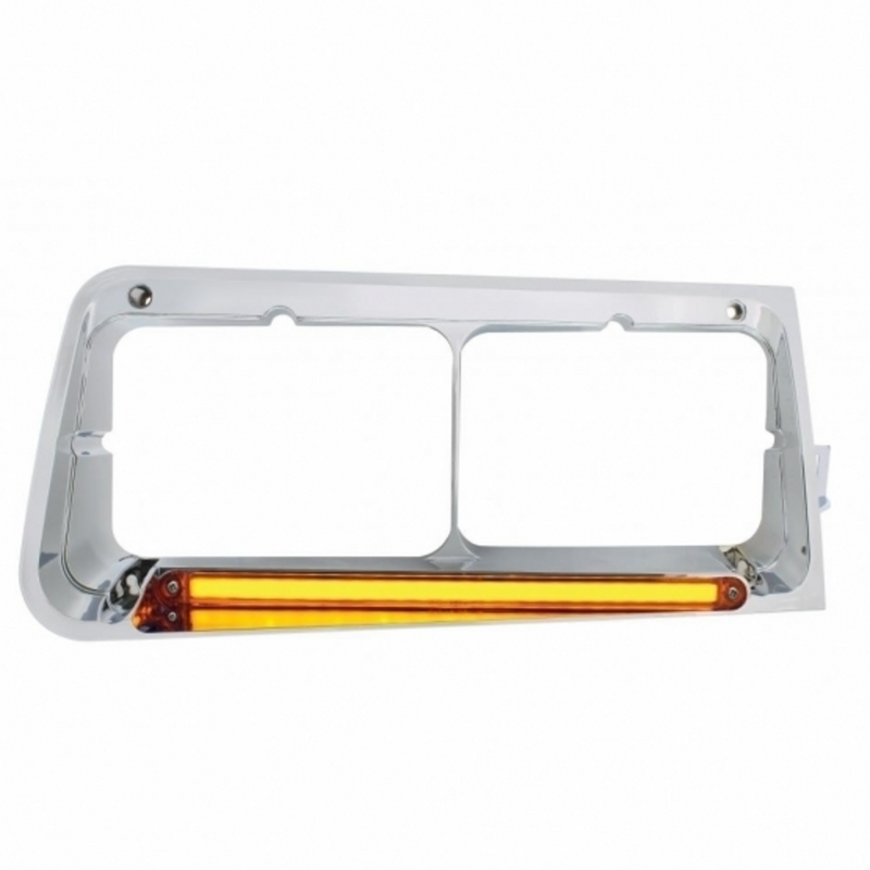 United Pacific 24 LED Headlight Bezel With GloLight For 1989-2009 Freightliner FLD Passenger Amber Lens 32703