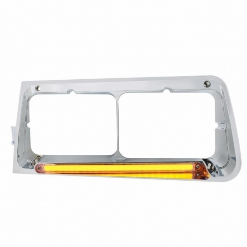 United Pacific 24 LED Headlight Bezel With GloLight For 1989-2009 Freightliner FLD Driver Clear Lens 32704
