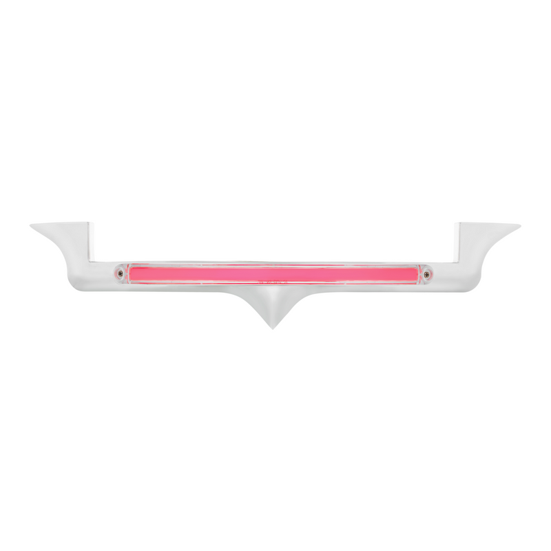 United Pacific Chrome Hood Emblem Trim With 24 LED GloLight Bar For Kenworth Red LED/Clear Lens 32713