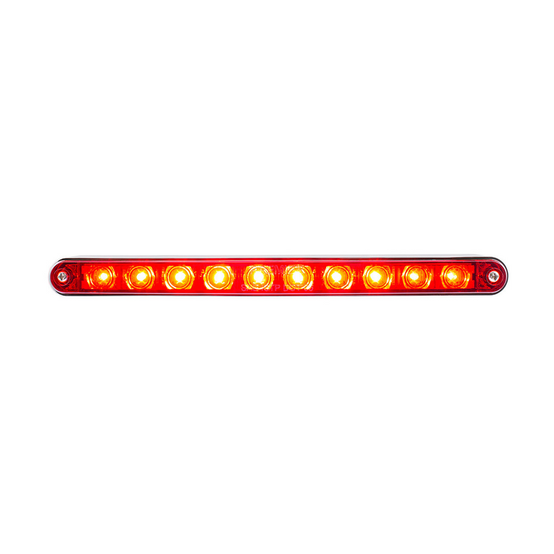 United Pacific 10 LED 9" Split Turn Function Light Bar With Bezel Red LED/Red Lens 32778