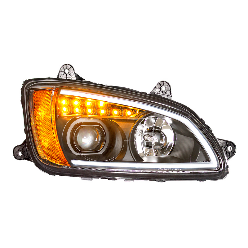 United Pacific Blackout Projection Headlight With LED Turn Signal & Position Light For 2008-2017 Kenworth T660 Passenger 32782