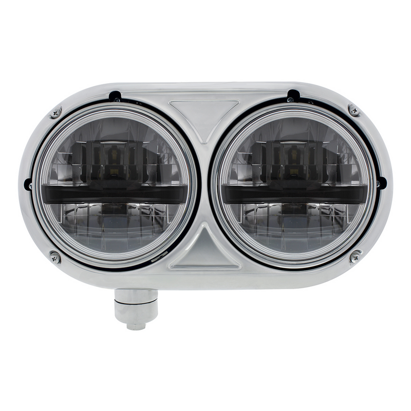 United Pacific Headlight Assembly With 304 SS Housing & LED Headlights With Black Inner Bar For Peterbilt 359 Driver 32785