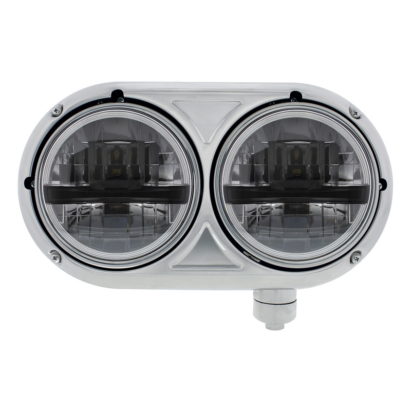United Pacific Headlight Assembly With 304 SS Housing & LED Headlights With Black Inner Bar For Peterbilt 359 Passenger 32786