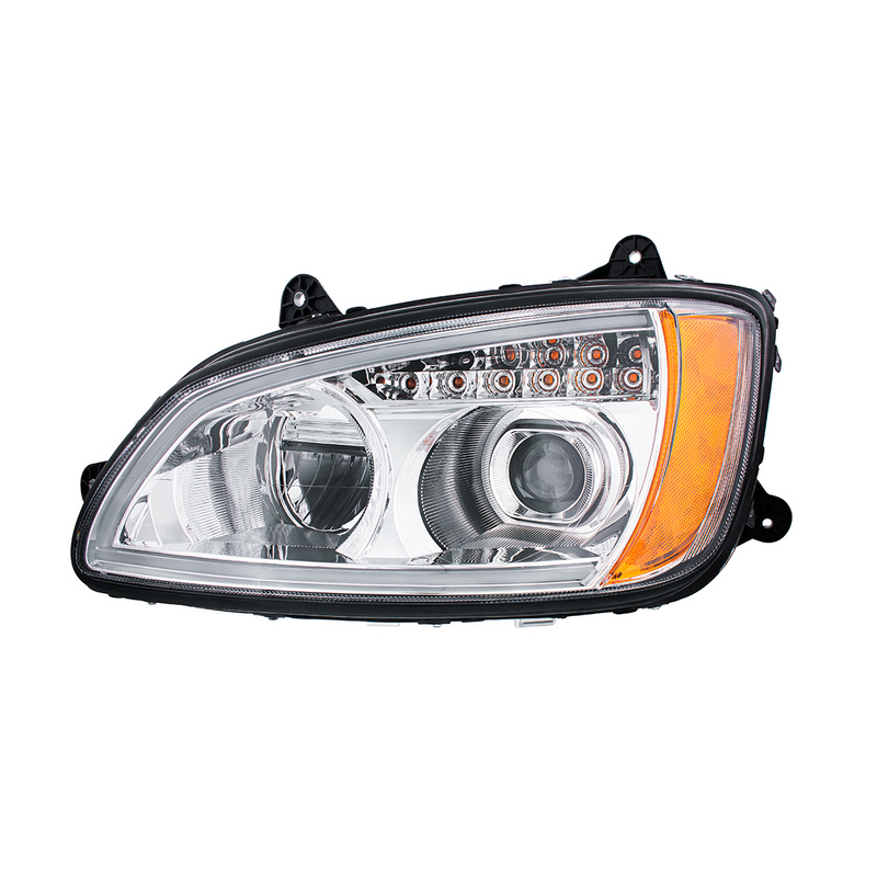 United Pacific Chrome Full LED Projection Headlight With Turn Signal & Position Light Bar For 2008-2017 Kenworth T660 -Driver 32838