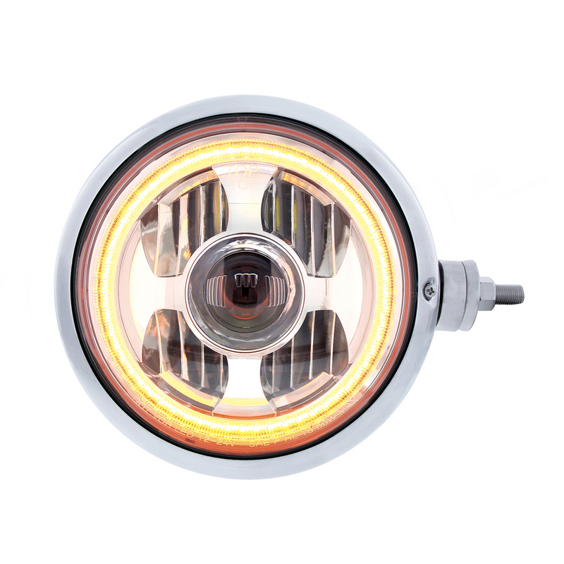 United Pacific Chrome Guide 682-C Style Headlight Assembly W/LED Headlight & Dual Color Position Light R/H (Horizontal Moun 32847