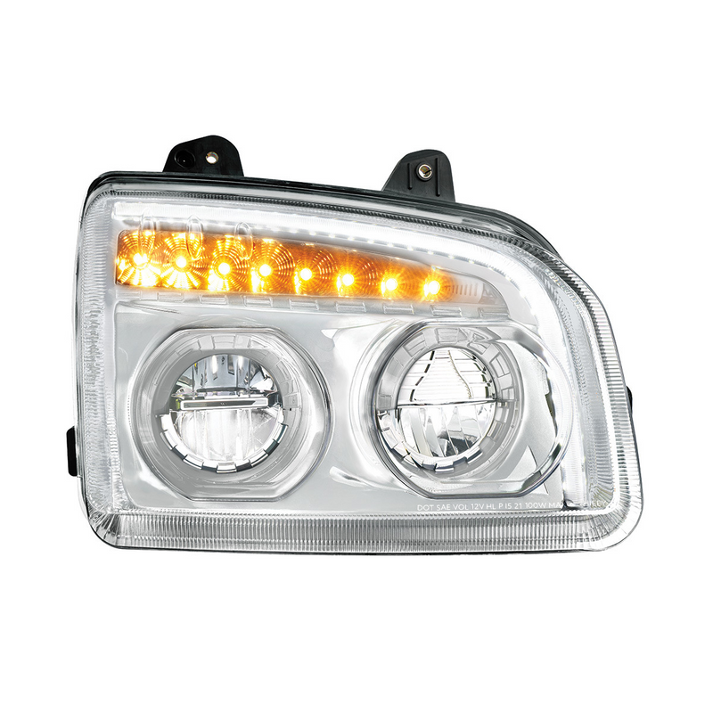 United Pacific High Power LED Chrome Headlight With LED Turn Signal & Light Bar For 2015-2026 Kenworth T880-Passenger 32865