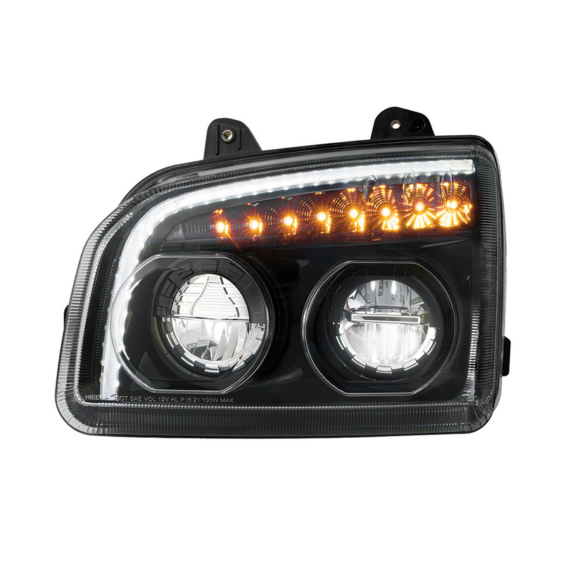 United Pacific High Power LED Blackout Headlight With LED Turn Signal & Light Bar For 2015-2026 Kenworth T880-Driver 32866