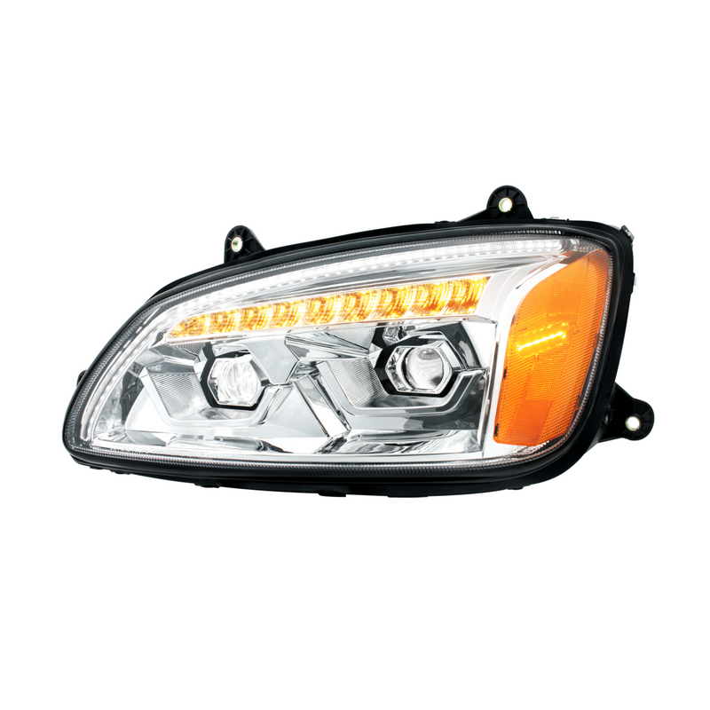 United Pacific LED Chrome Projection Headlight With Sequential Turn Signal For 2008-2017 Kenworth T660-Driver 32868