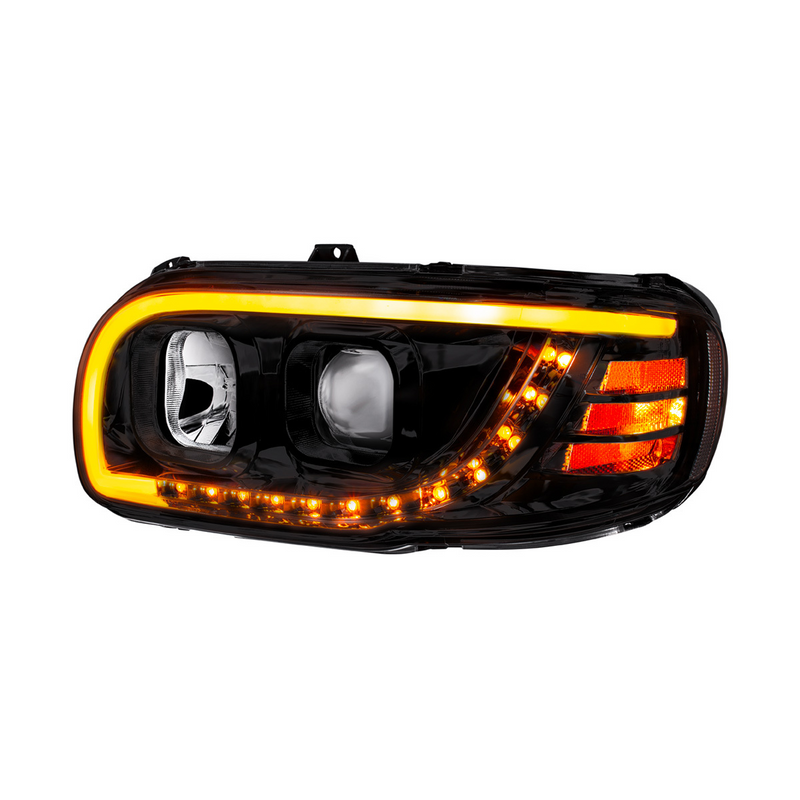 United Pacific Blackout Projection Headlight With LED Turn Signal & Light Bar For 2008-2024 Peterbilt 389-Driver 32918