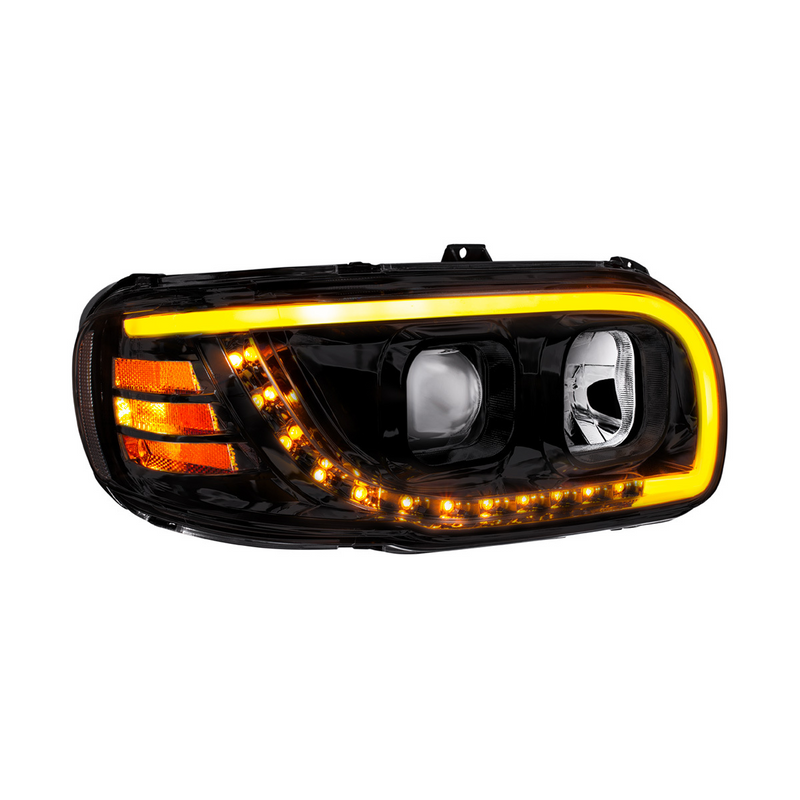 United Pacific Blackout Projection Headlight With LED Turn Signal & Light Bar For 2008-2024 Peterbilt 389-Passenger 32919