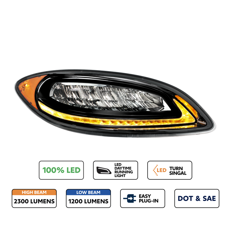 United Pacific High Power 12 LED Blackout Headlight With 23 LED Turn Signal For 2006-2017 International Prostar-Passenger 32923
