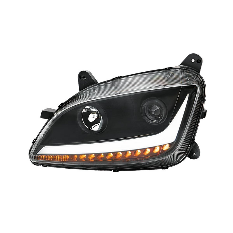 United Pacific Black Projection Headlight With LED Position & Sequential Signal For 2012-2021 Peterbilt 579- Driver 32926