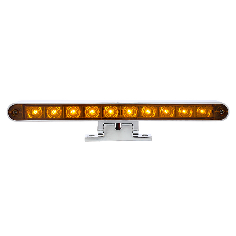 United Pacific Chrome 10 LED Light Bar With 180 Degree Swivel Base Dual Function Amber LED/Amber Lens 33015