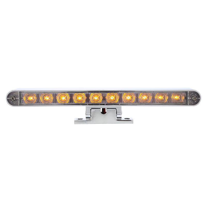 United Pacific Chrome 10 LED Light Bar With 180 Degree Swivel Base Dual Function Amber LED/Clear Lens 33016