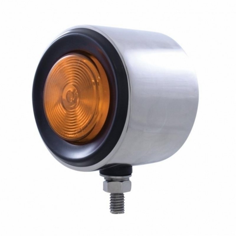 United Pacific Stainless 2.5" Double Face With Lights & Grommets Amber & Red Lens 33166