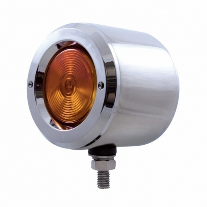 United Pacific Stainless 2.5" Double Face With Lights & Bezels Amber & Red Lens 33167