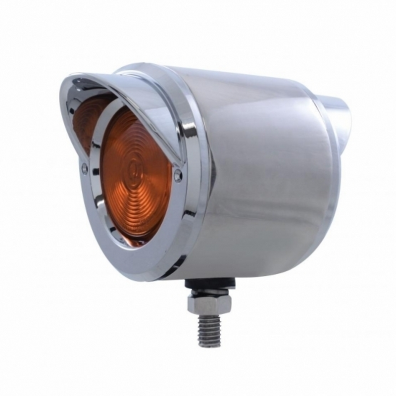 United Pacific Stainless 2.5" Double Face With Lights & Visors Amber & Red Lens 33168